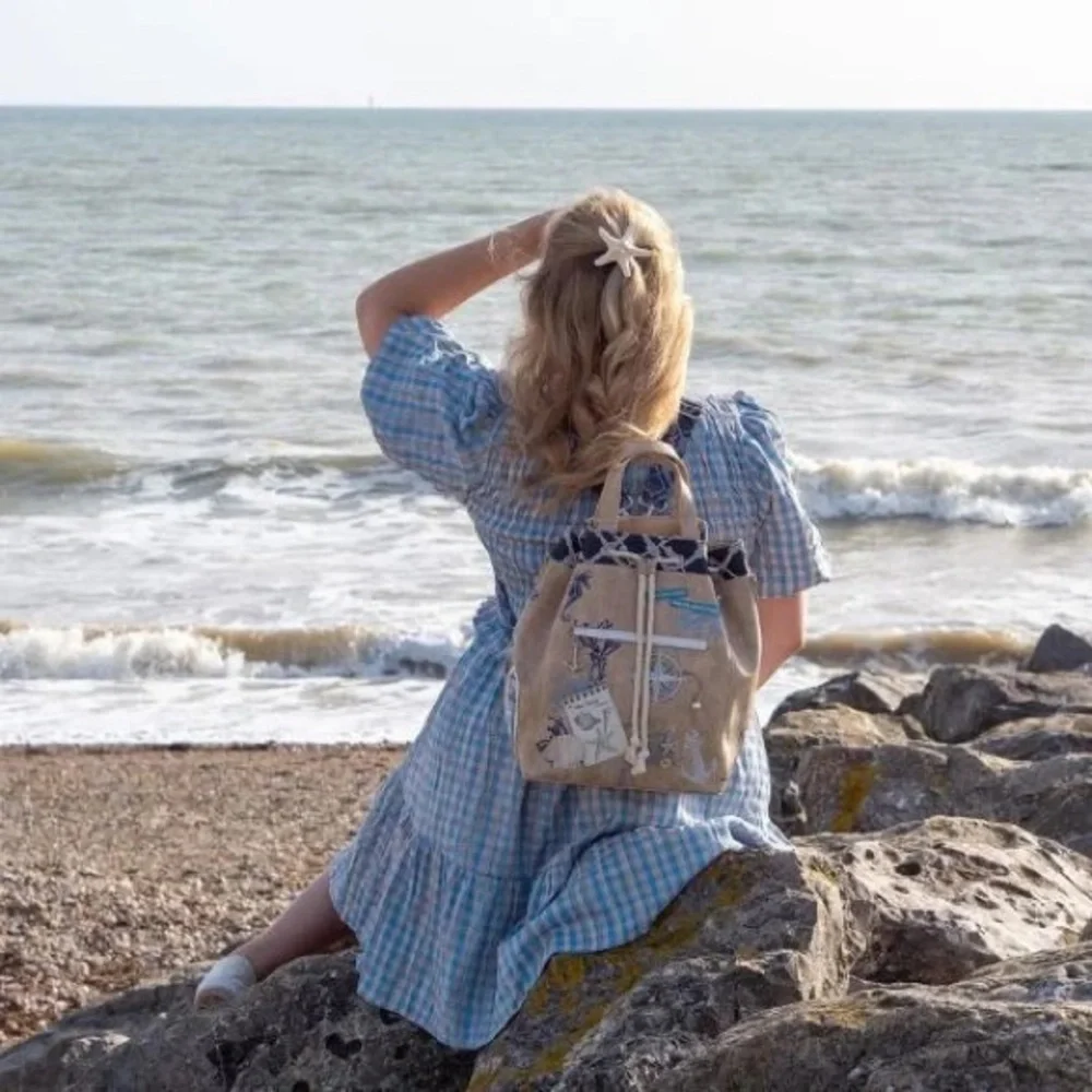 Beige Nautical Backpack with Rope Accents - Picture 8 of 12